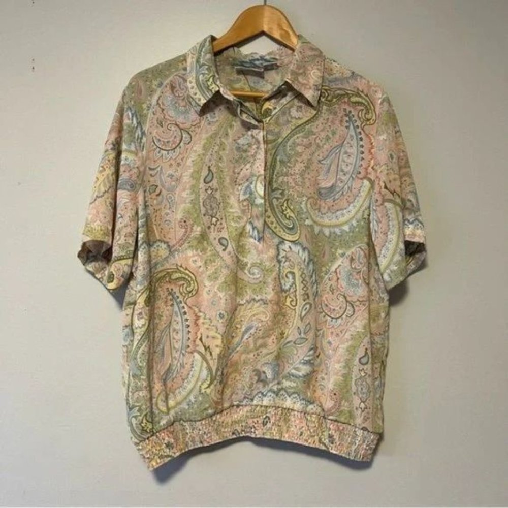 Alfred dunner paisley print pastel color plus size top 18 W